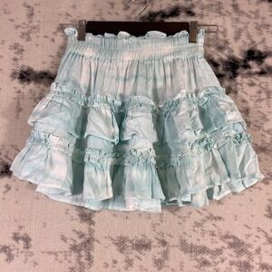 Cake For Dinner Skirt‎ Womens Size Small Blue White Hippie Mini Rayon